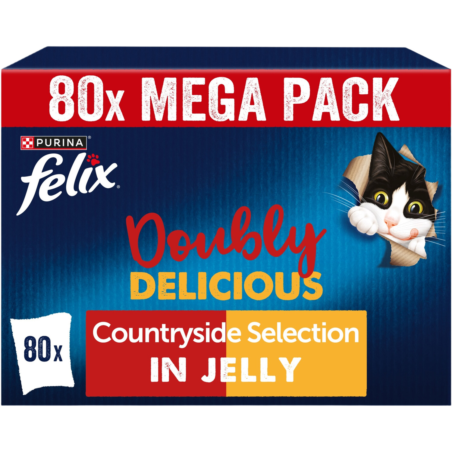 Felix Doubly Delicious Countryside Selection in Jelly Wet Cat Food 80 Pack Image