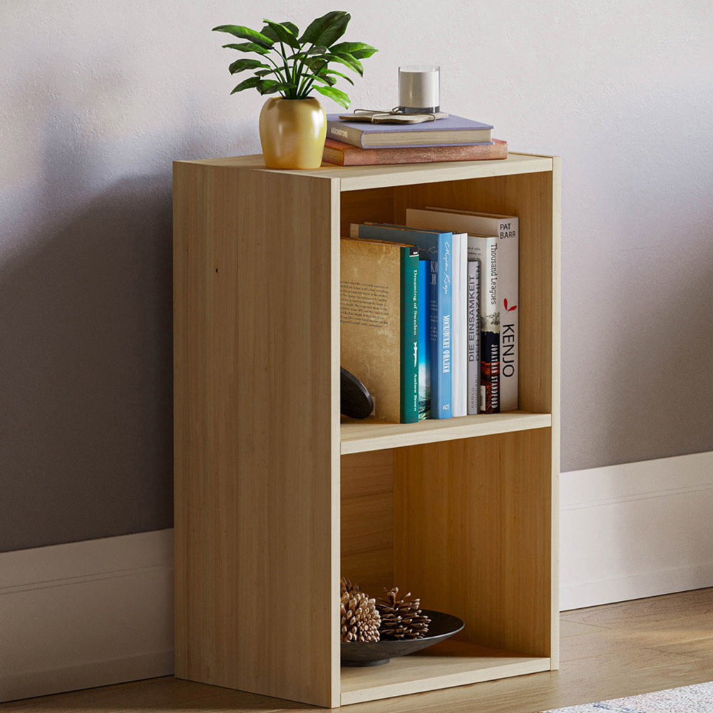 Vida Designs Oxford 2 Shelf Oak Cube Bookcase Image 1
