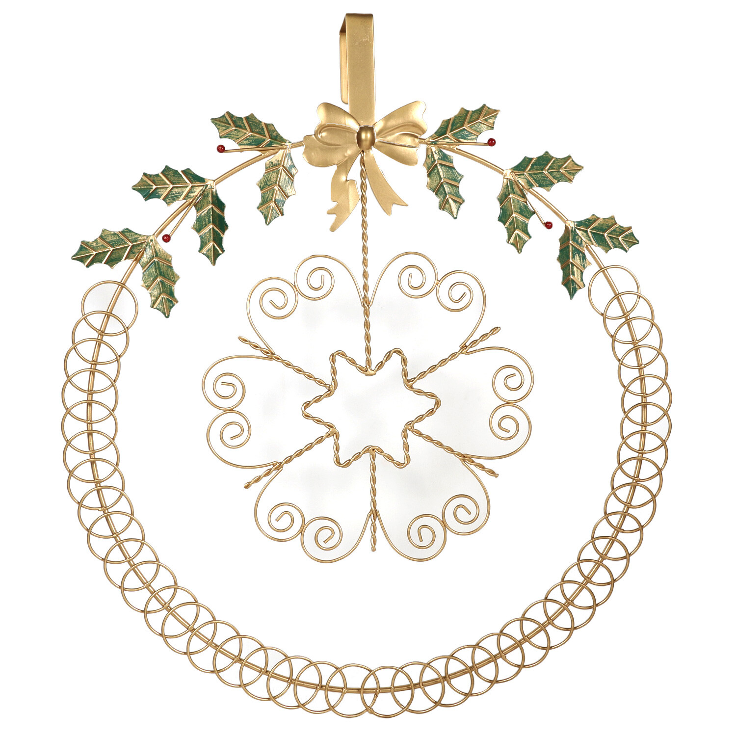 Christmas Wreath Metal Card Holder - Gold Image 1