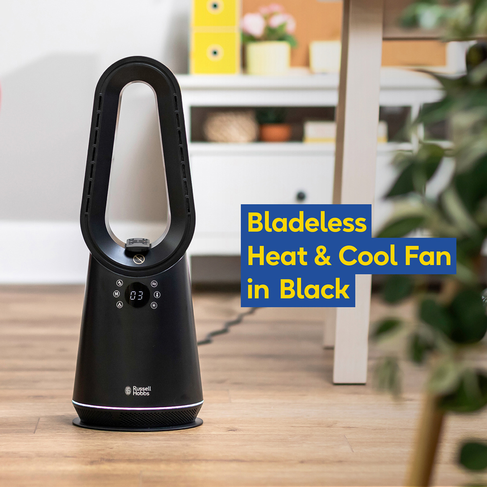 Russell Hobbs Black Oscillating Bladeless Heat and Cool Fan with Remote Image 3