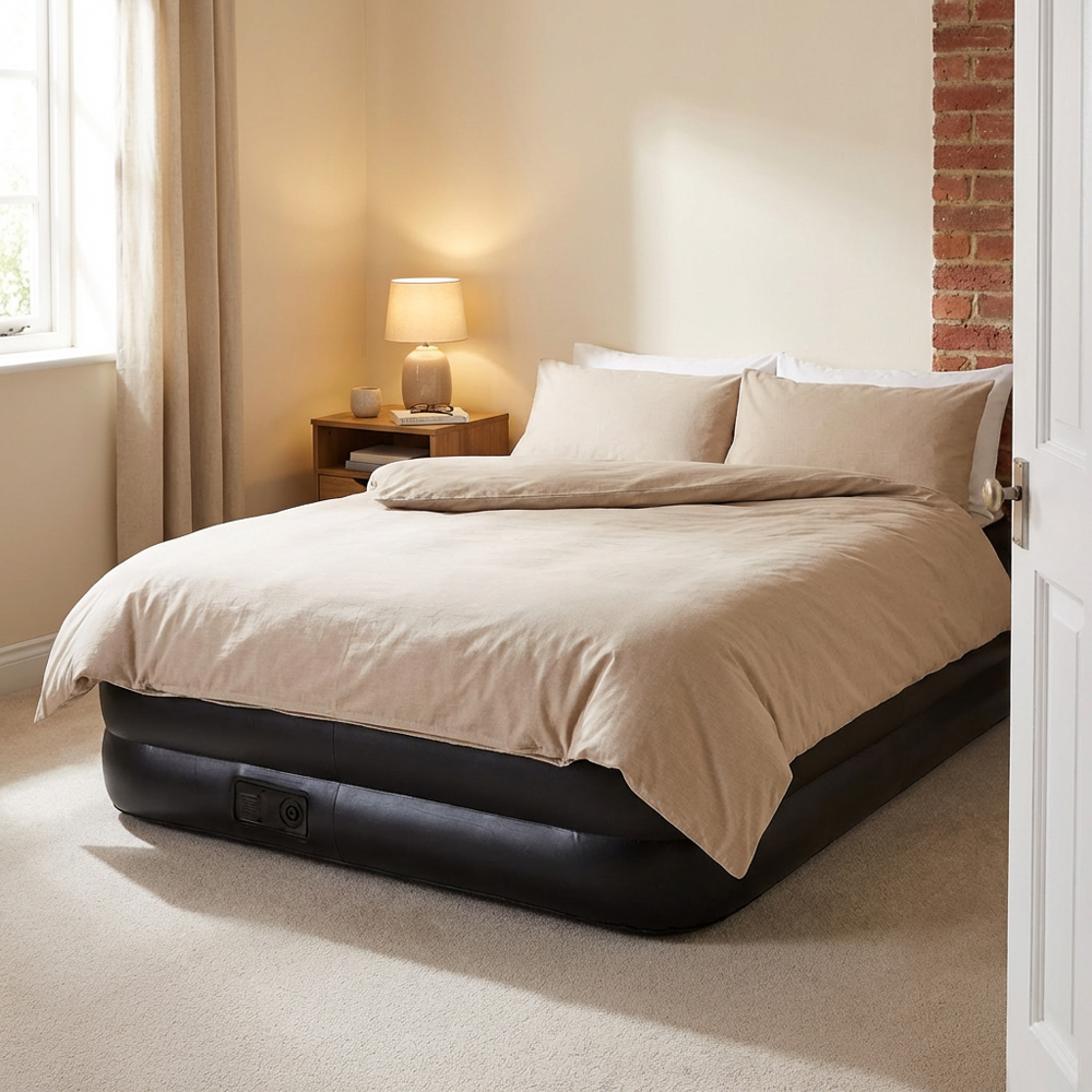 High Raised Queen Size Airbed with Pump Image 3