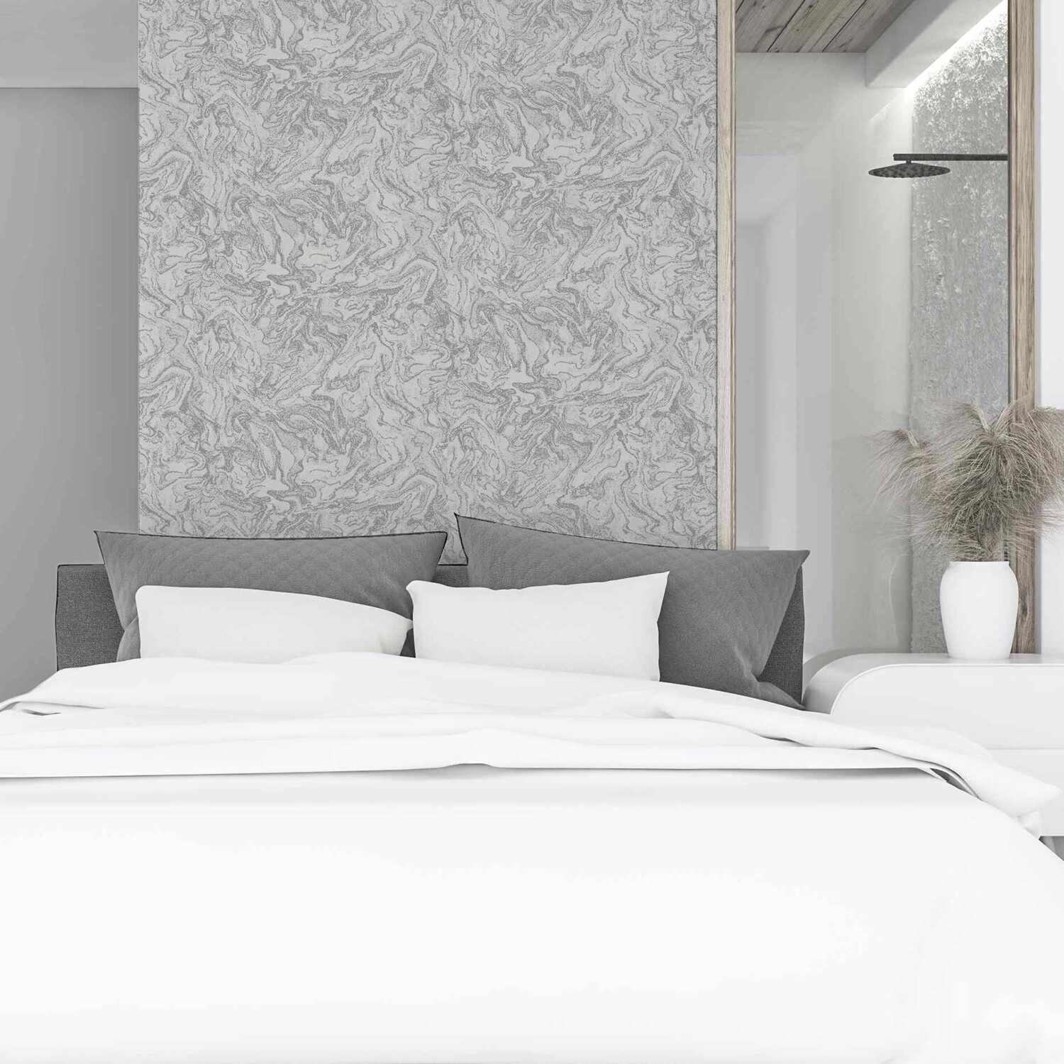 Liquid Marbled Wallpaper - Grey Image 5