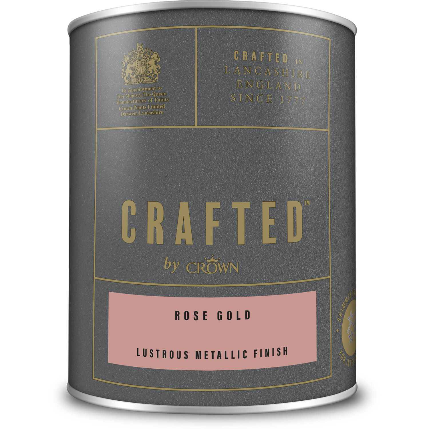 Crown Crafted Walls Wood and Metal Rose Gold Lustrous Metallic Shimmer Emulsion Paint 1.25L Image 2