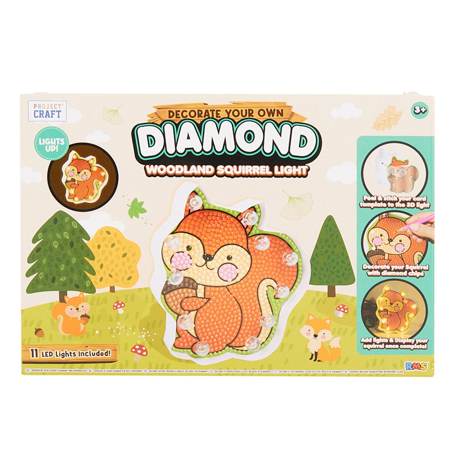 Design Your Own Light Up Diamond Woodland Animal Kit - Multicolour Image 1