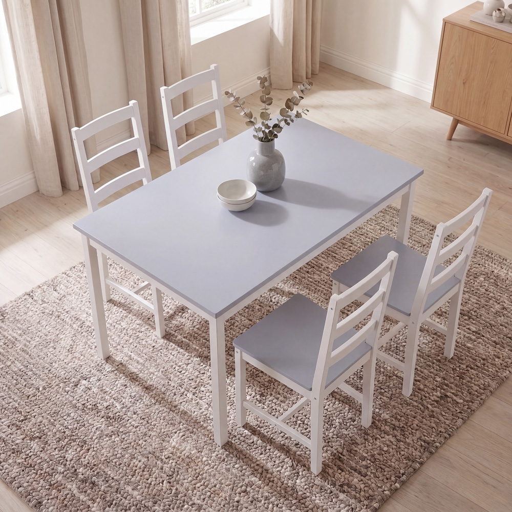 VIDA DESIGNS Yorkshire 4 Seater Dining Set White and Grey Image 7