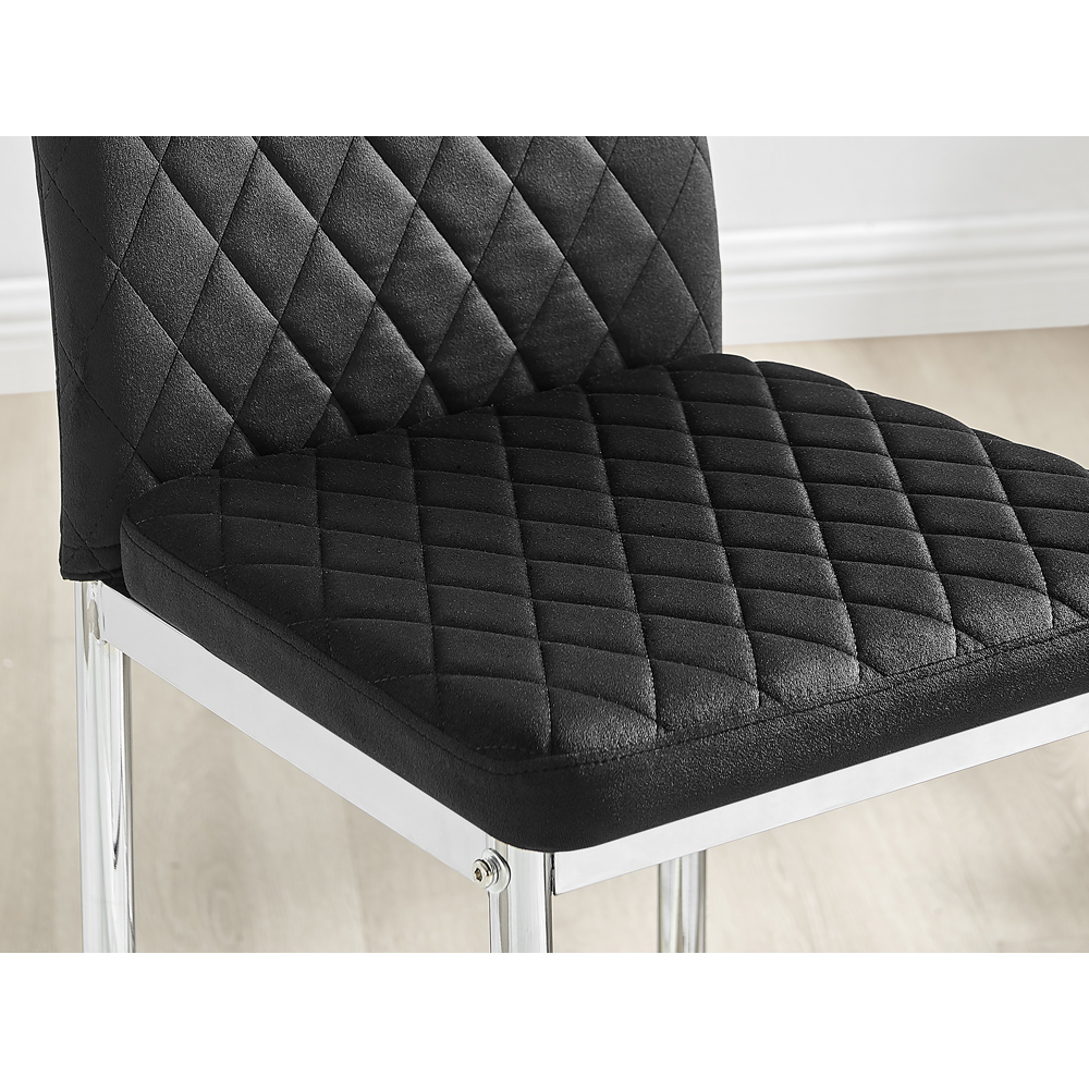 Furniturebox Modern Valera Black and Silver Velvet Bar Stool Set of 2 Image 5