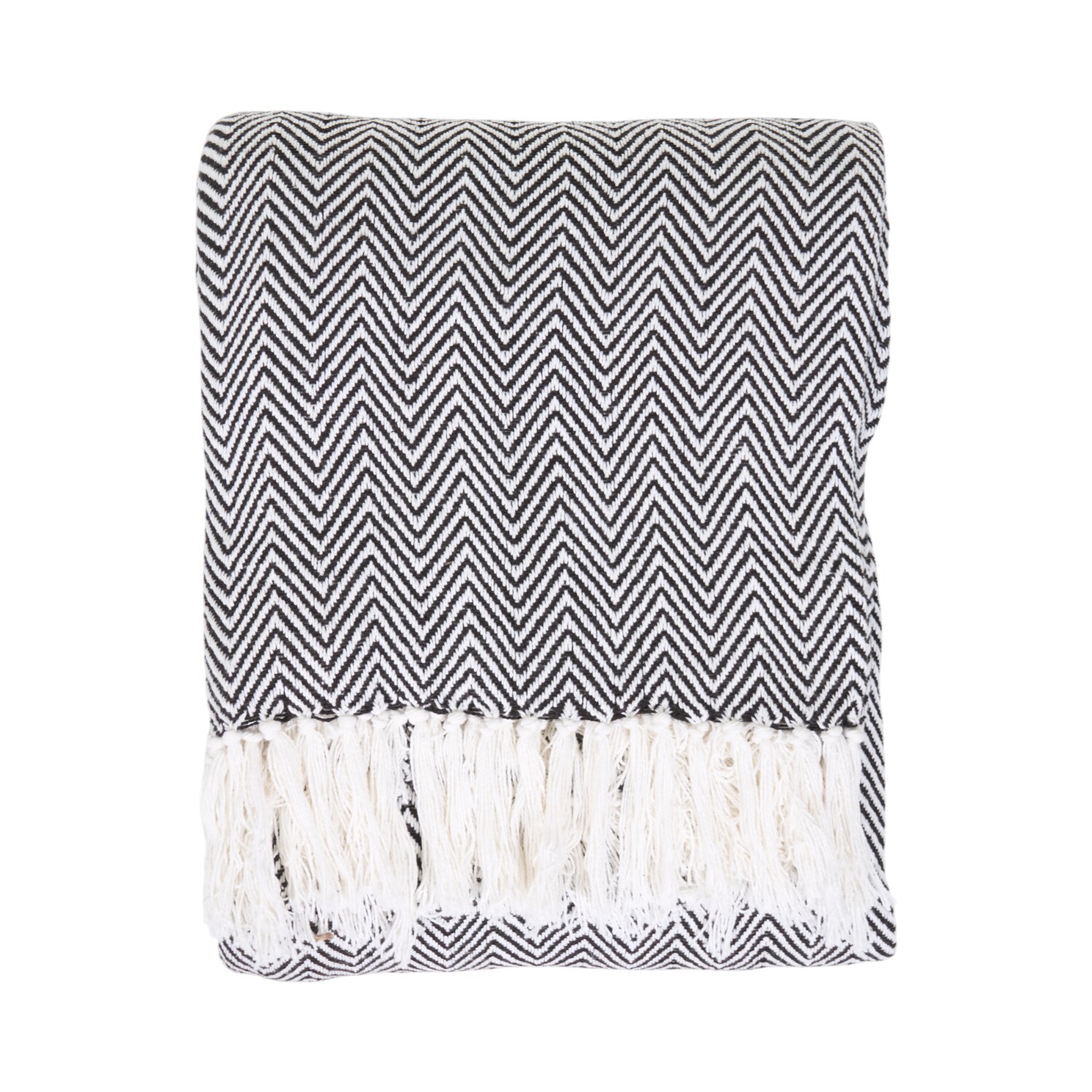 Winkworth Herringbone Pattern Throw Black Image 3