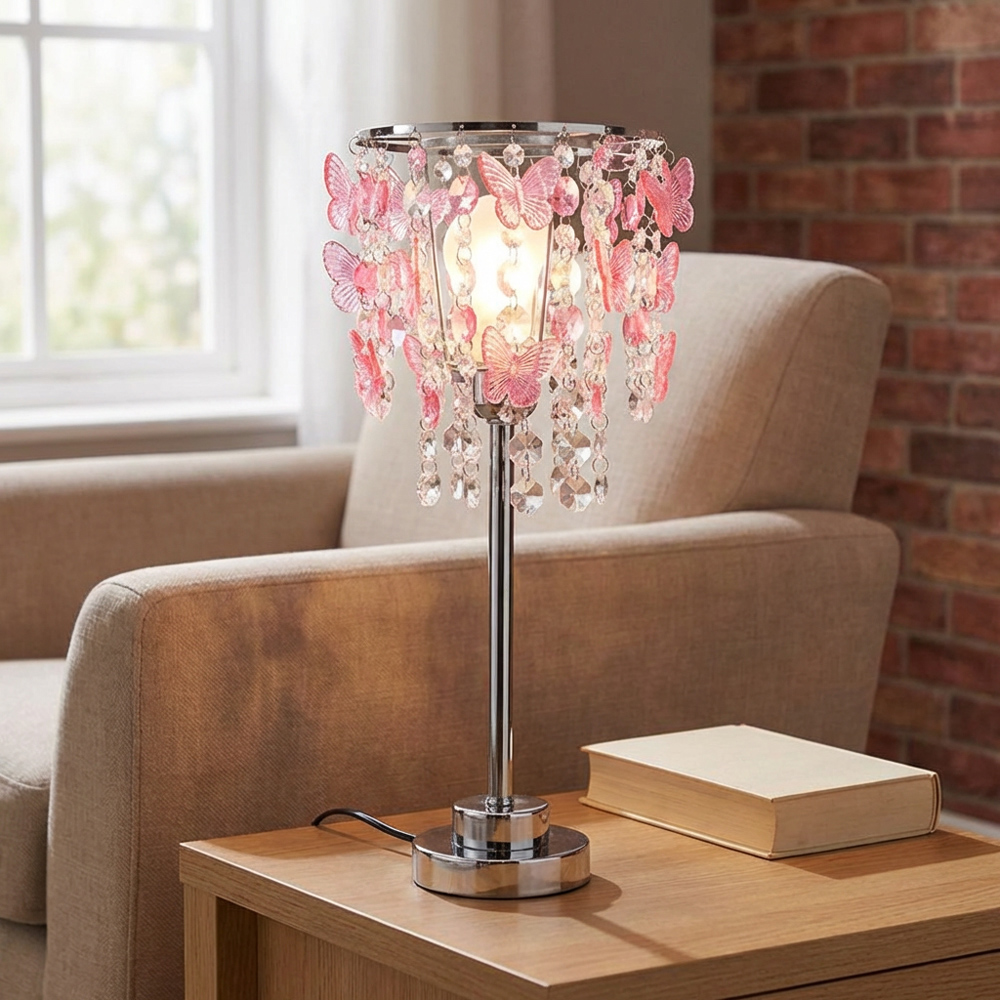 Pink Butterfly Table Lamp Pink Image 7