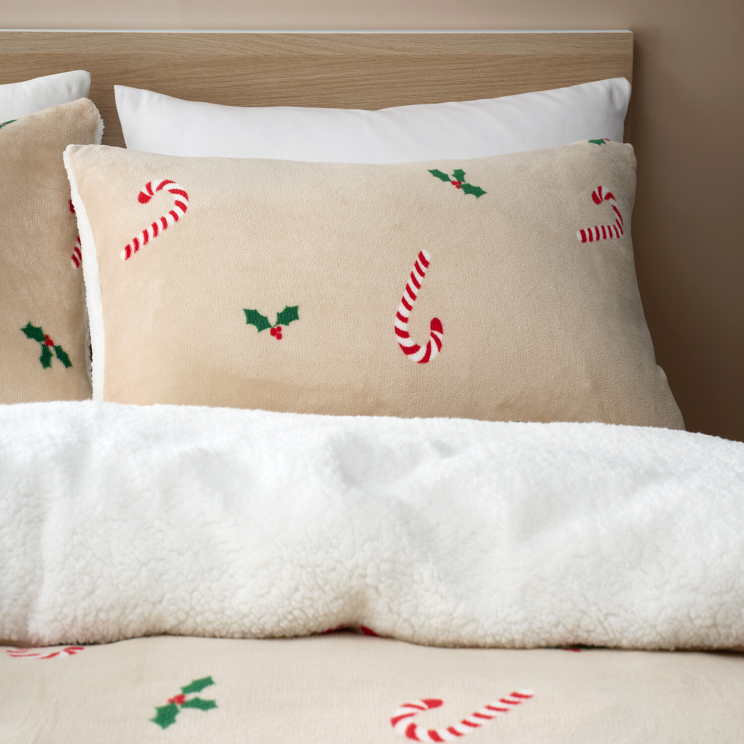 Candy Cane Fleece Duvet Set - Natural / Double Image 2