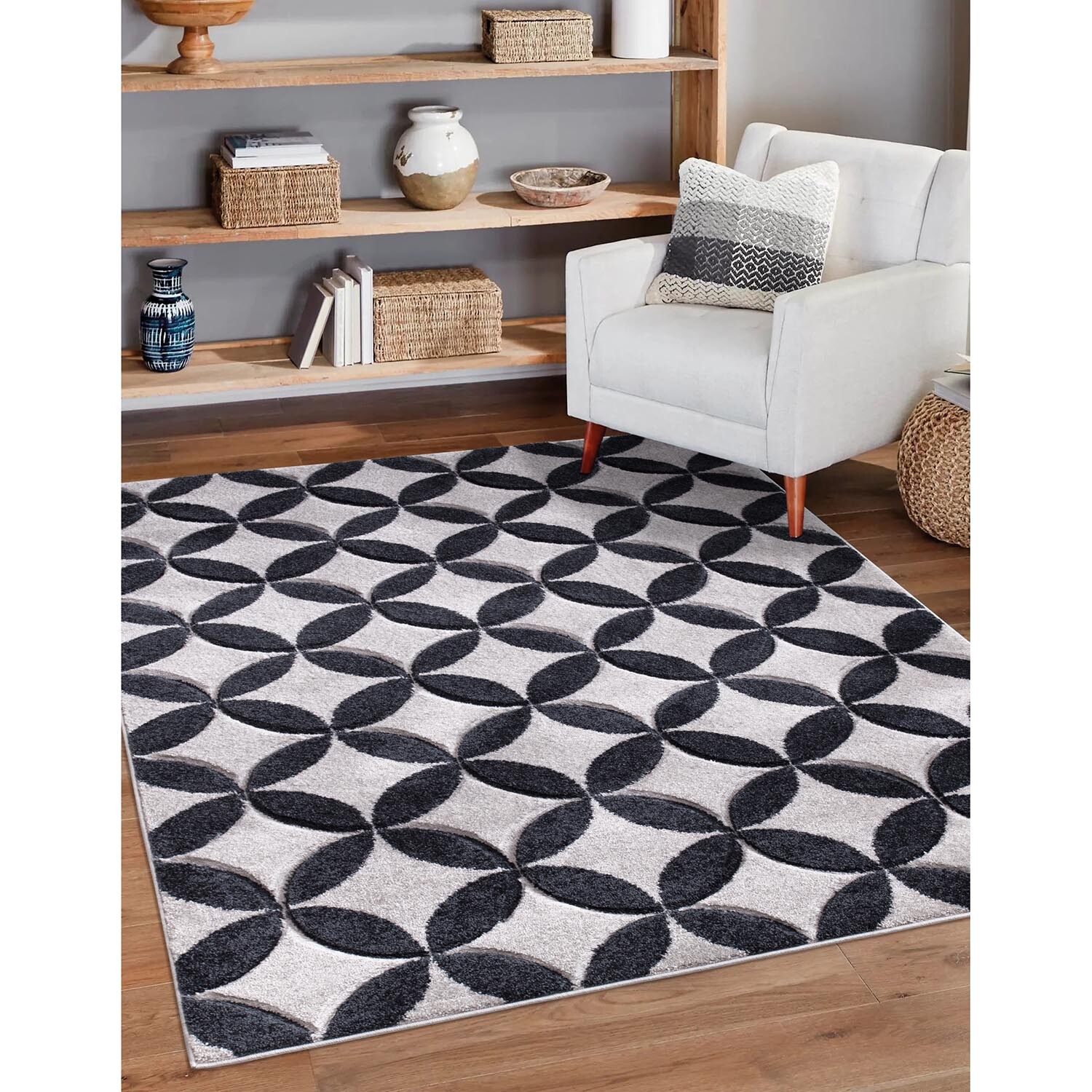 Diamond Geo Rug - Grey / 160cm Image 2