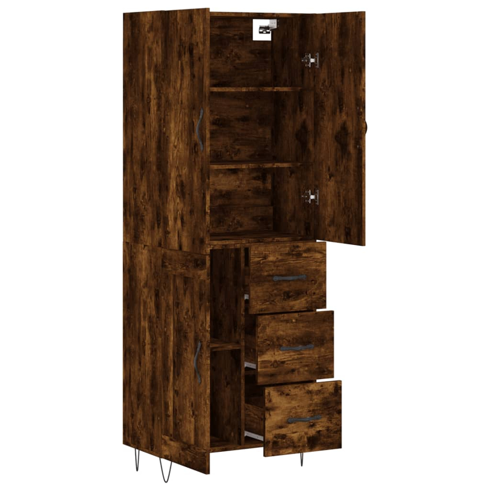 vidaXL 3 Door 3 Drawer Smoked Oak Highboard Image 4