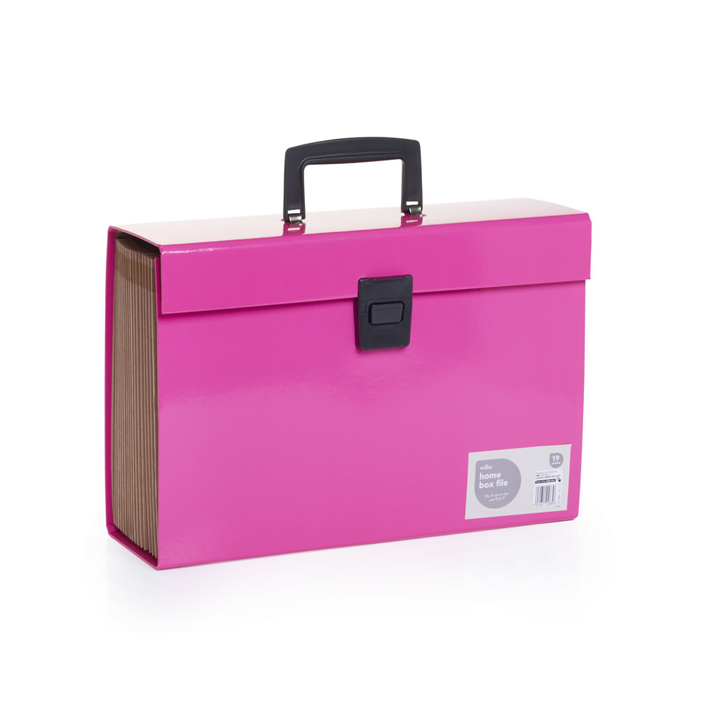Wilko A4 Pink Expanding Box File with 19 Sections Image