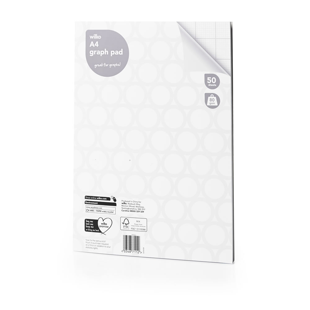 wilko graph pad a4 50 sheets 80gsm wilko 50 by 50 graph paper