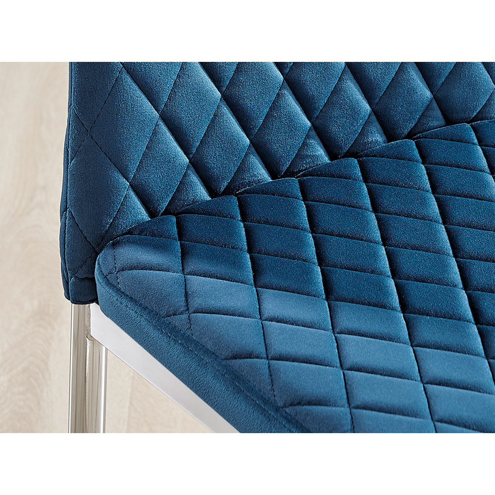 Furniturebox Molini Valera 4 Seater Dining Set Grey Gloss Navy Blue and Chrome Image 3