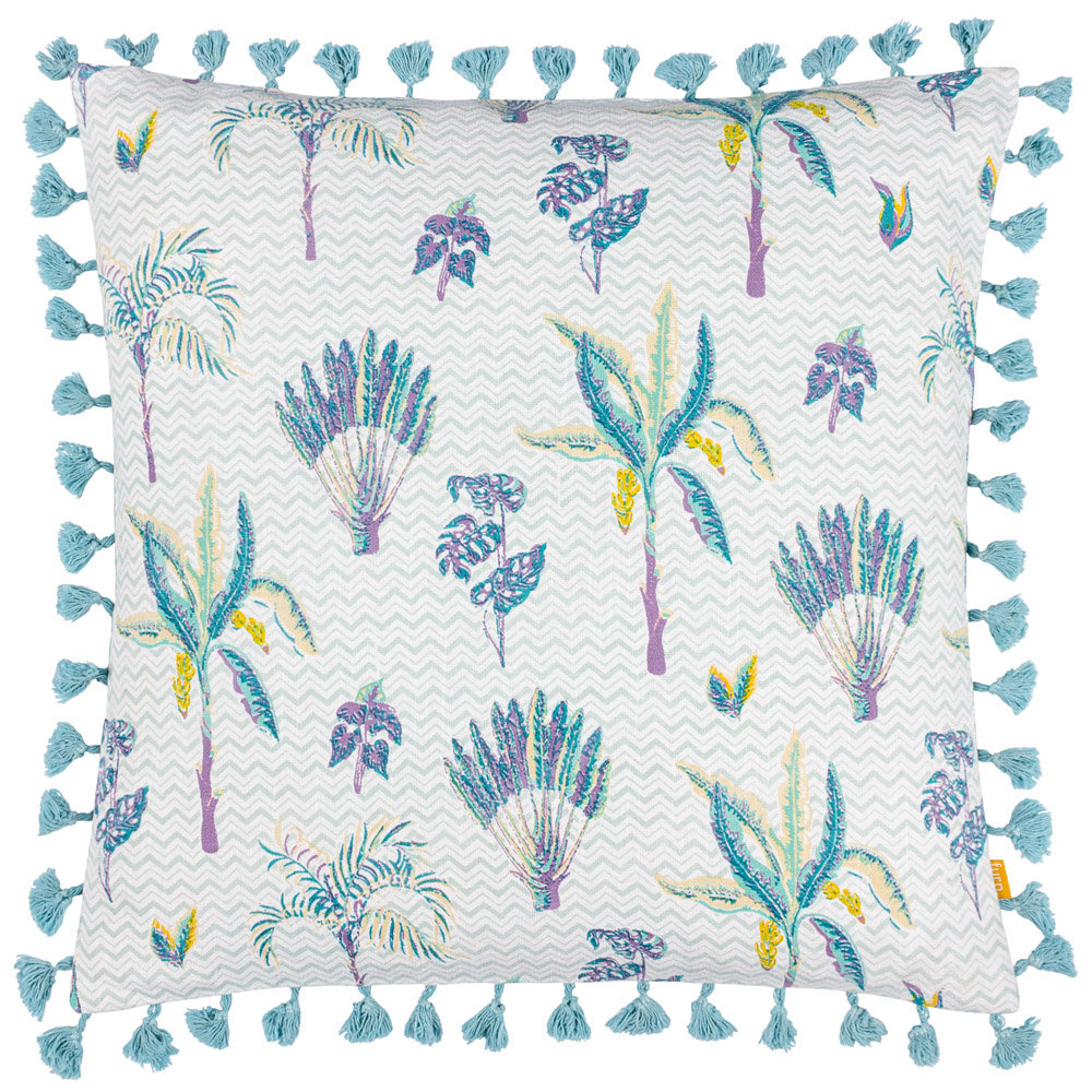 furn. Chamae Lilac Floral Tasselled Cushion Image 1
