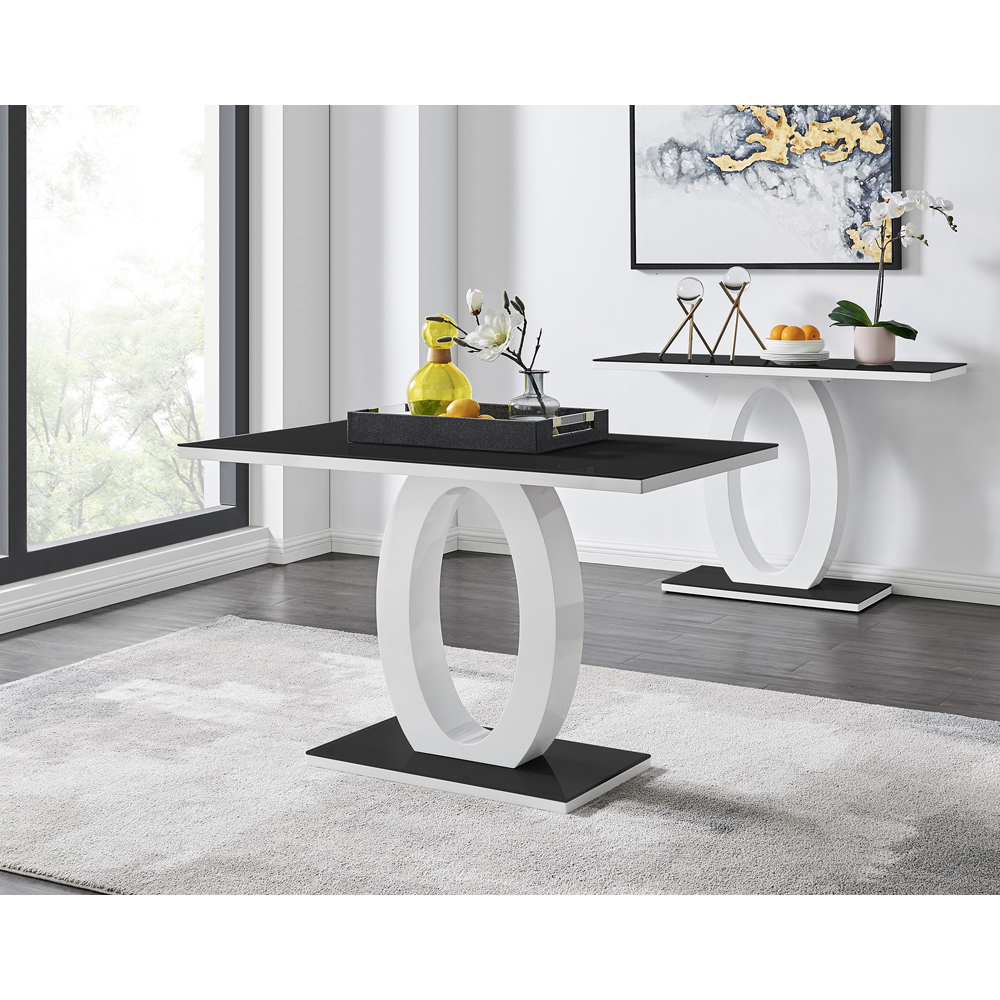 Furniturebox Lucia Valera 4 Seater Dining Set Black Gloss Cappuccino and Chrome Image 9