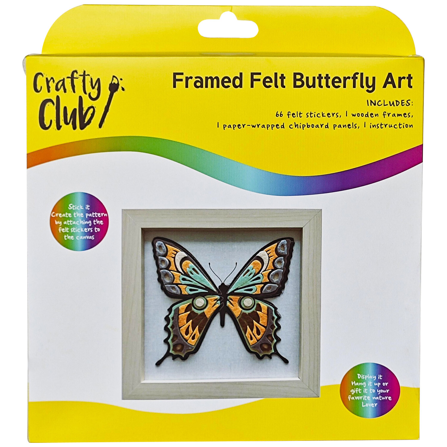 Framed Felt Butterfly Art - Multicolour Image 1