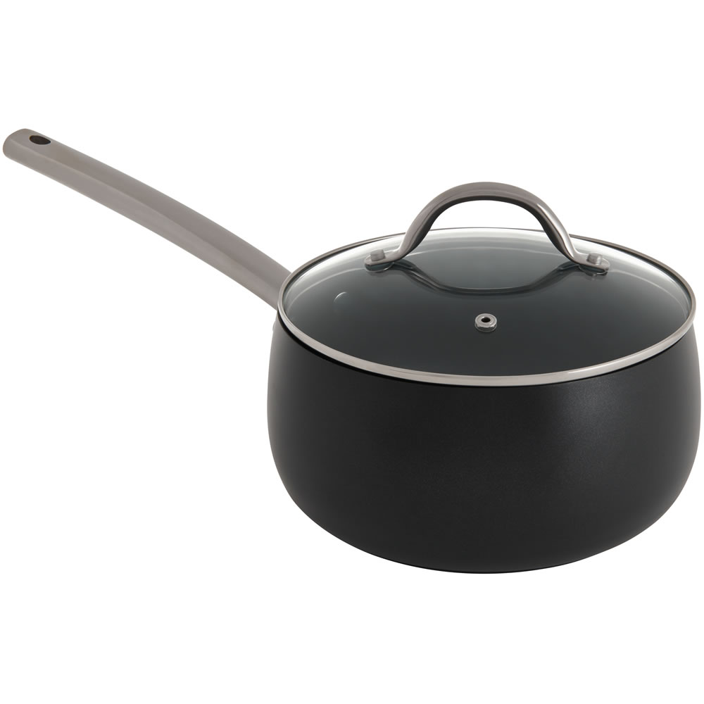 Wilko 20cm Matt Black Saucepan with Lid Wilko