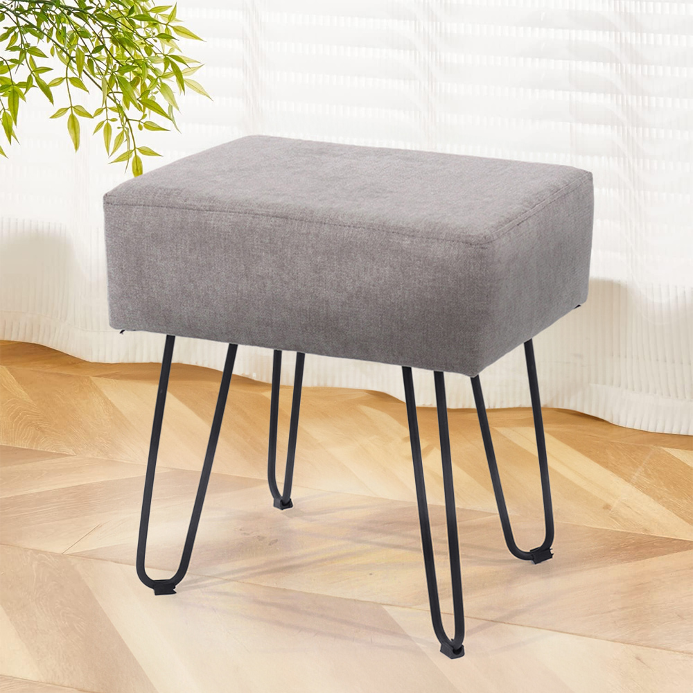 Aspen Grey Fabric Upholstered Dressing Table Stool Image 1