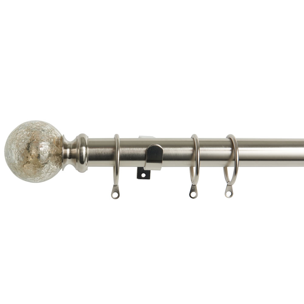 Wilko 120 - 210cm Extendable Glass Satin Silver Curtain Pole Image 1