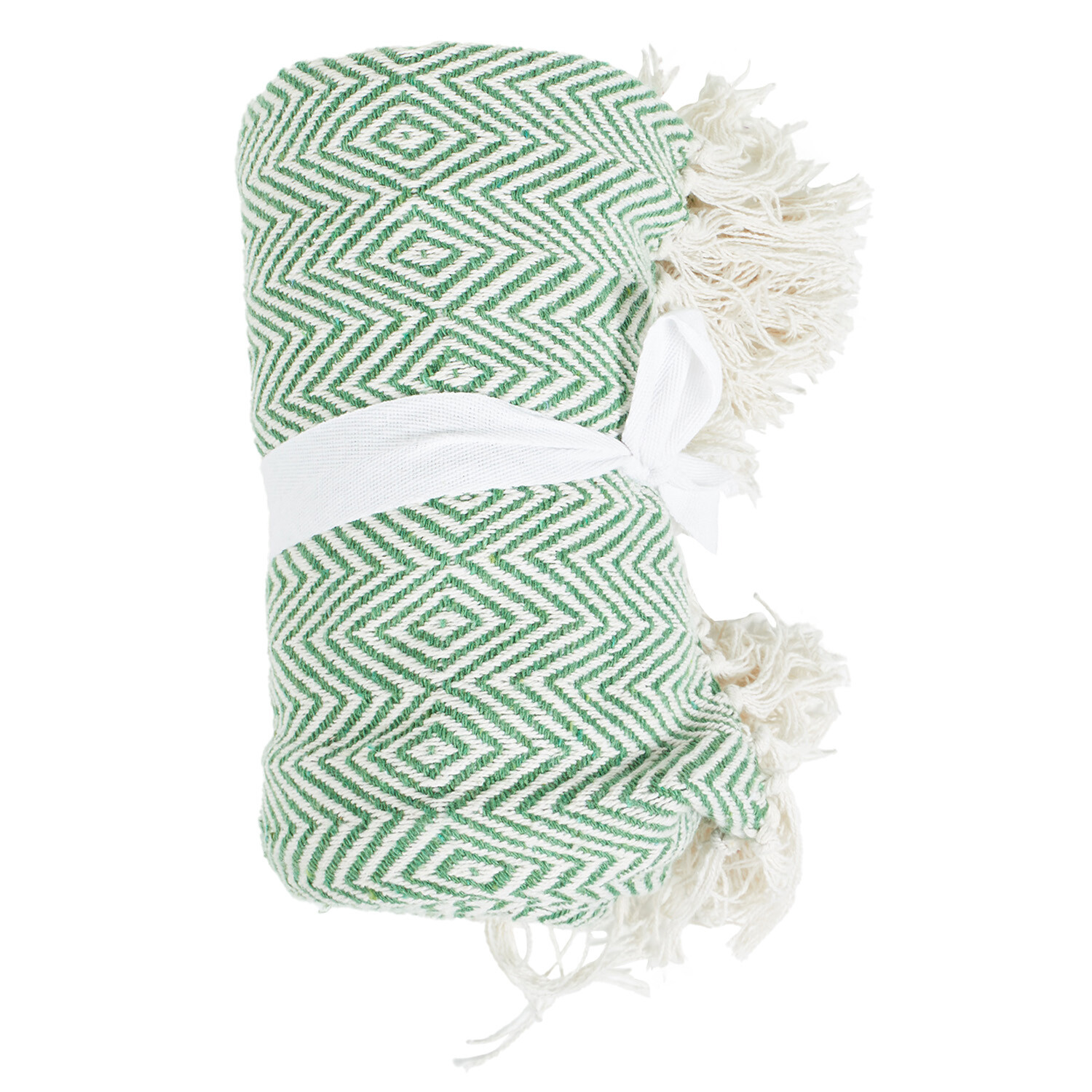 Geo Woven Throw - Green Image 1