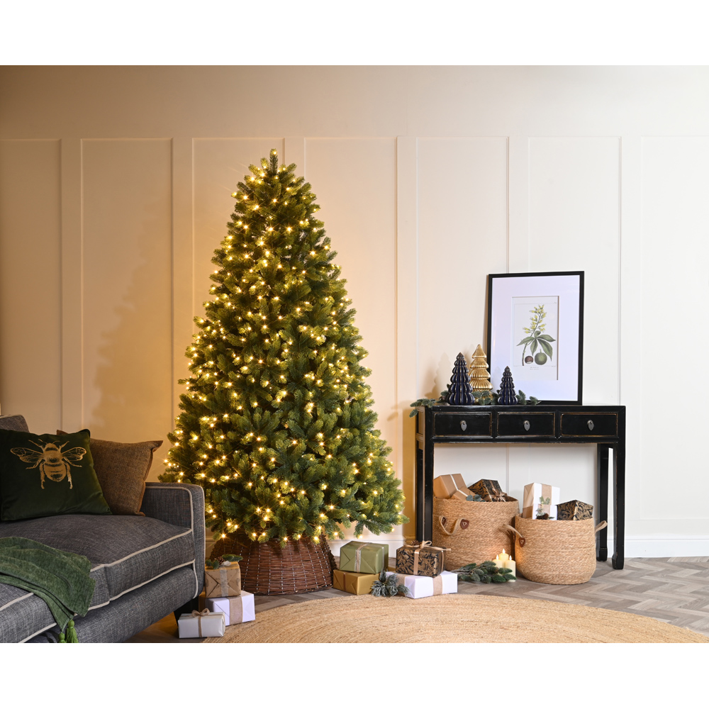 Festive Warm White LED Pre-Lit Grampian Pine Artificial Christmas Tree with Metal Base 6ft Image 2