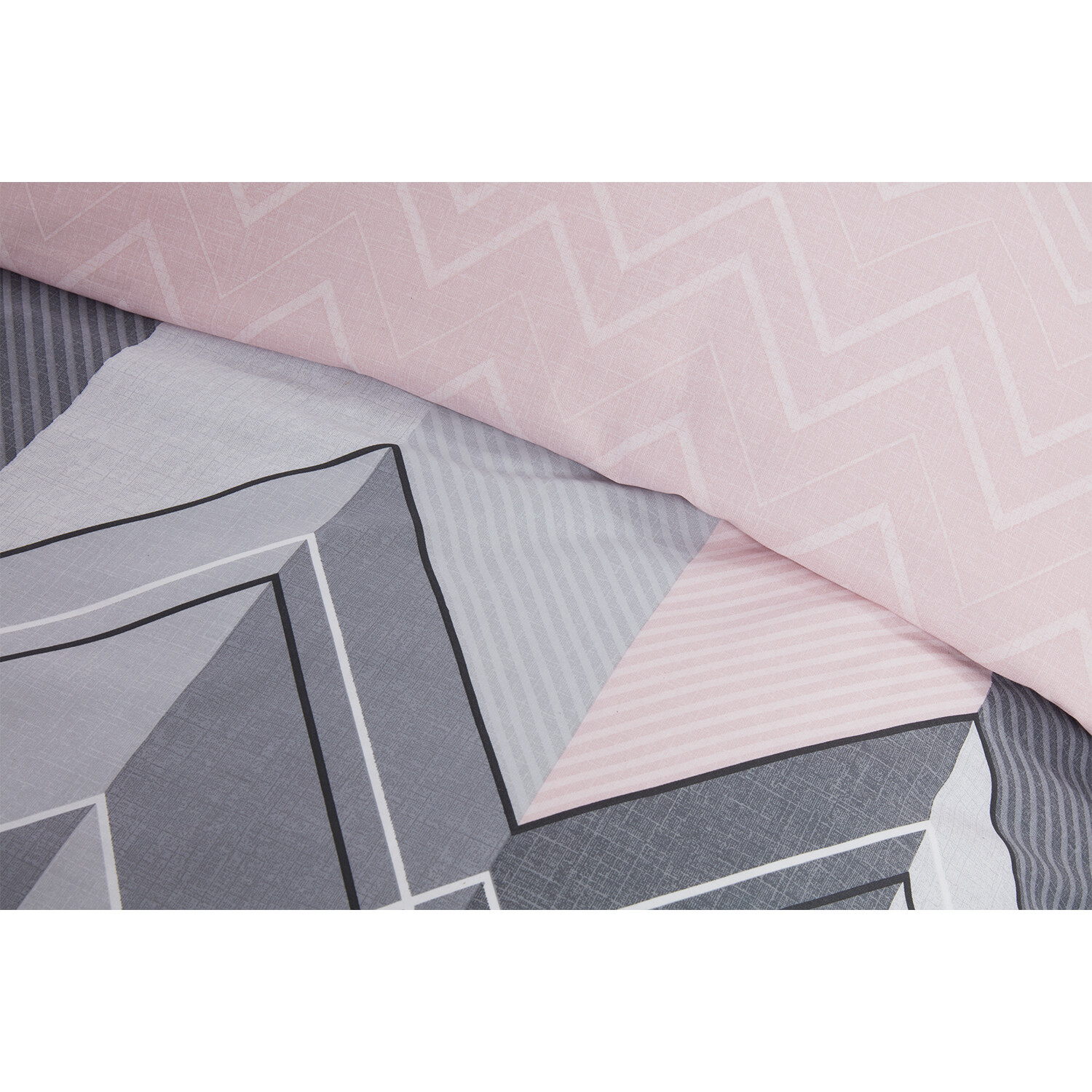 My Home King Pink Chevron Duvet Cover and Pillowcase Image 4