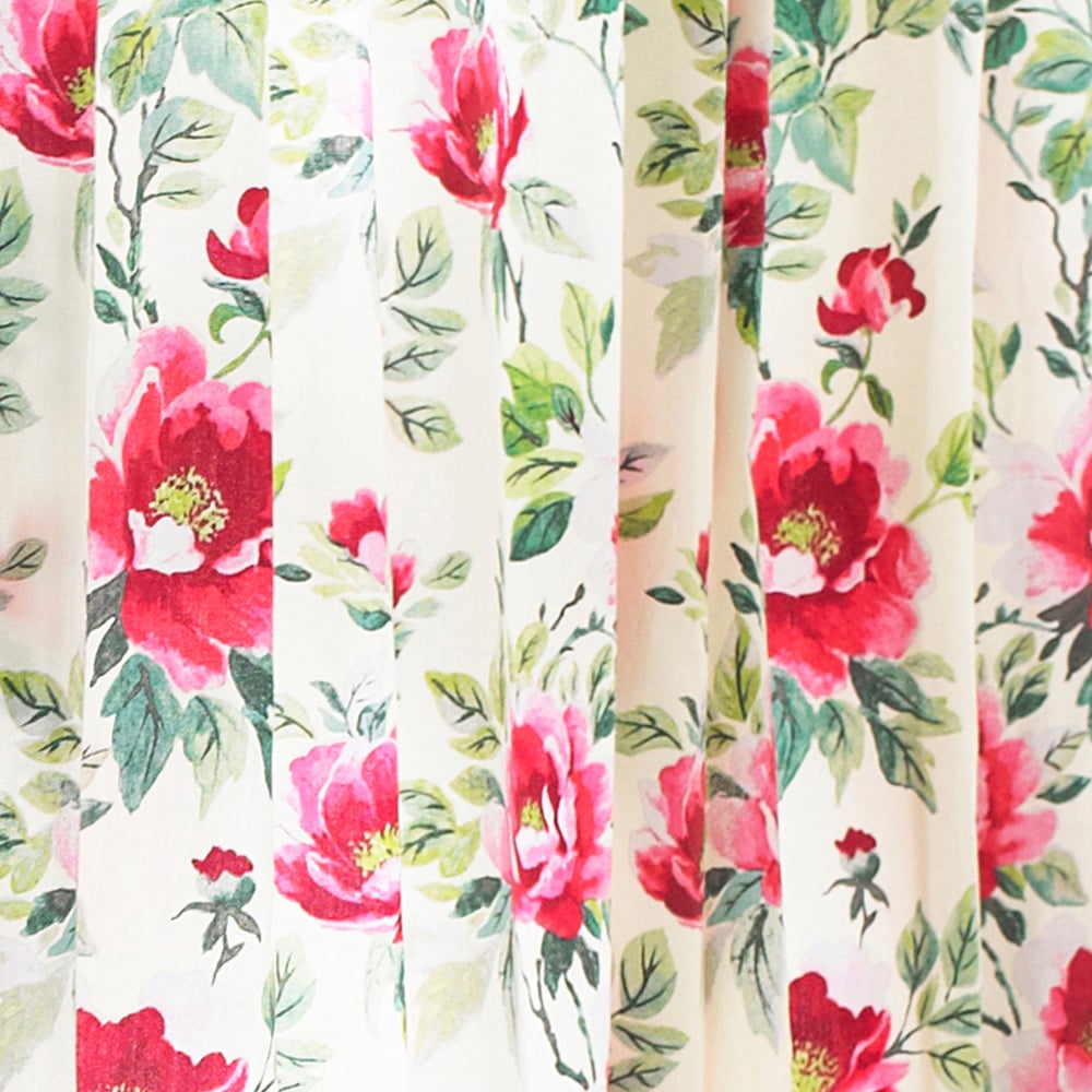 furn. Peony Fuchsia Floral Pencil Pleat Curtain 168 x 183cm Image 4
