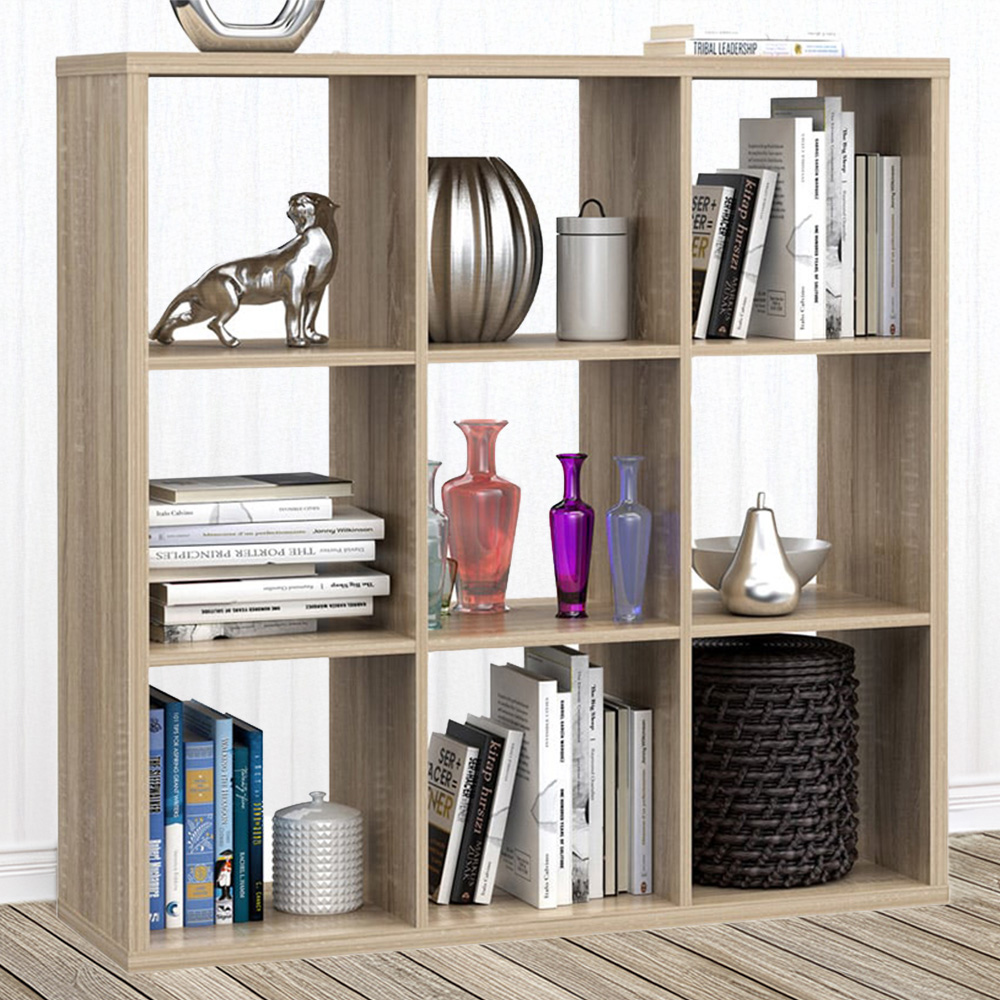 Florence Mauro 9 Cube Sonoma Oak Bookshelf Image 1