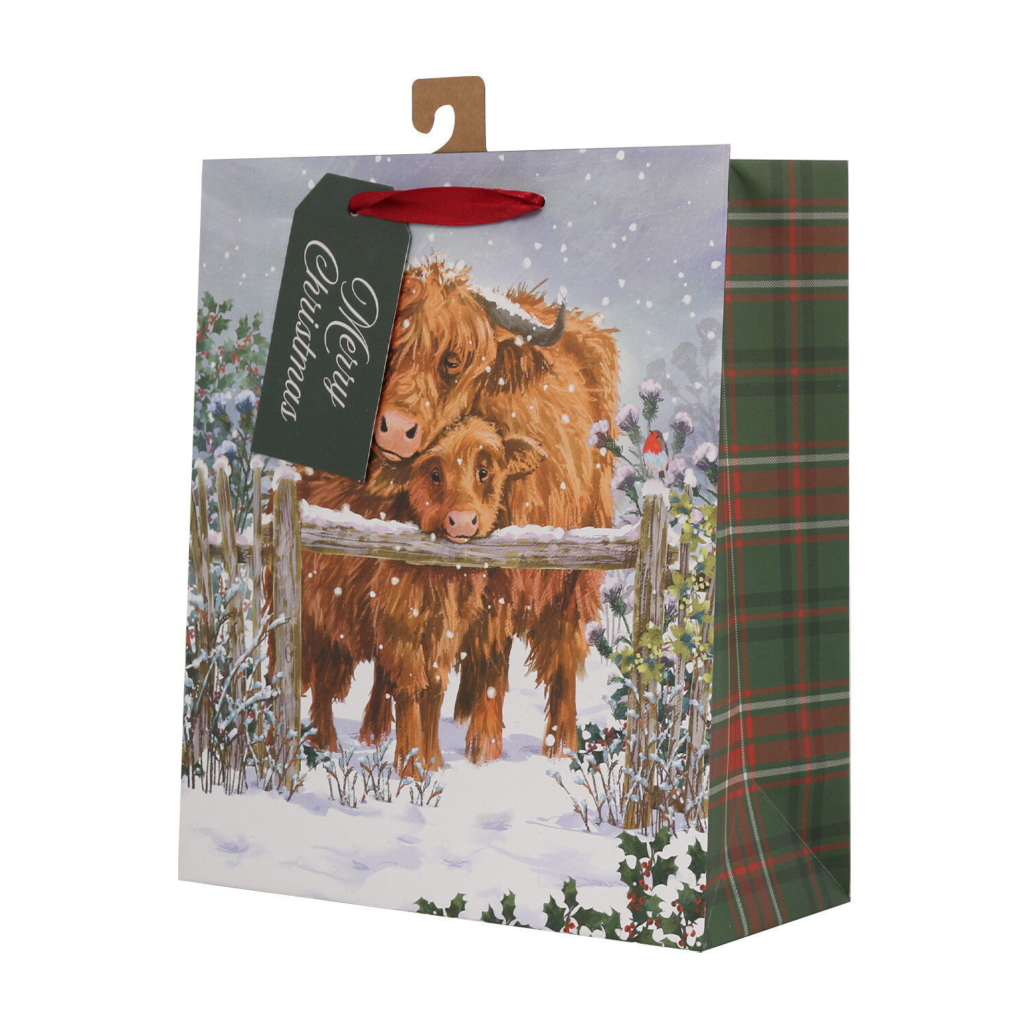 Highland Cow Christmas Gift Bag - Green Image 2