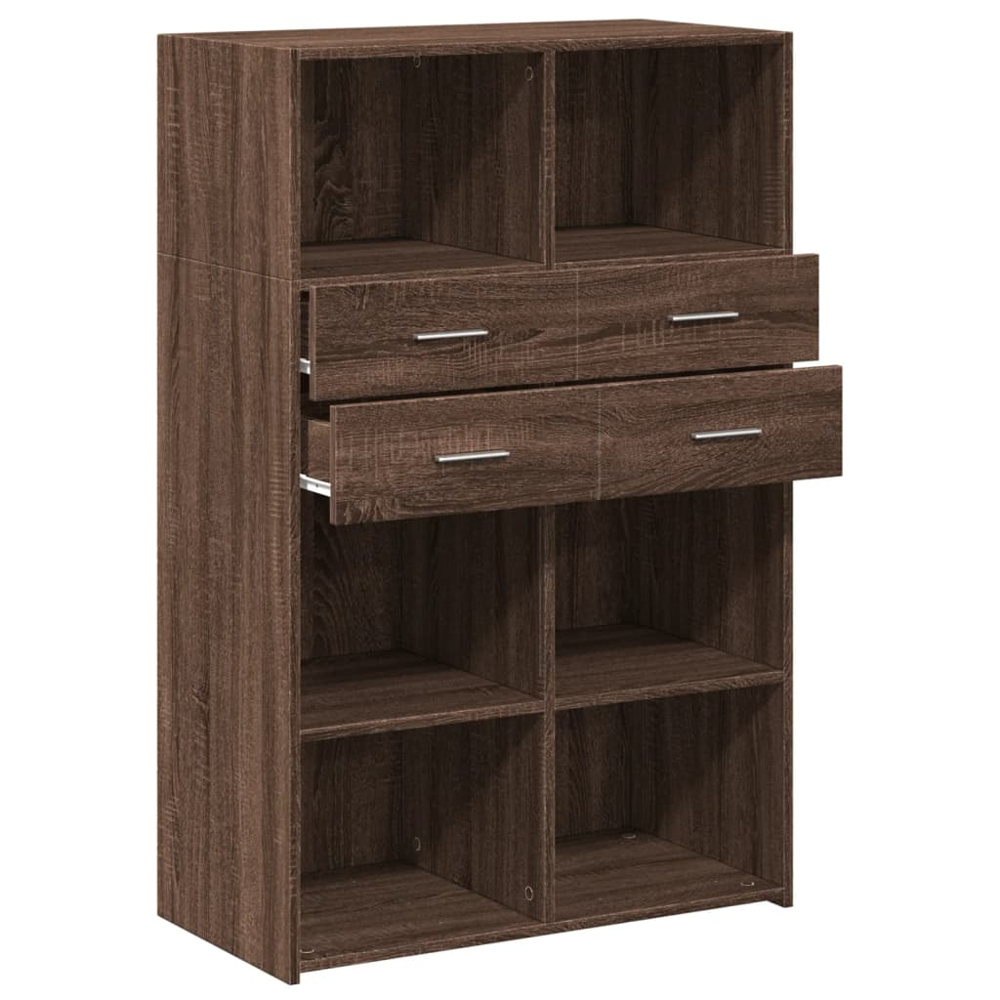 vidaXL 4 Drawer 6 Shelf Brown Oak Highboard Image 7