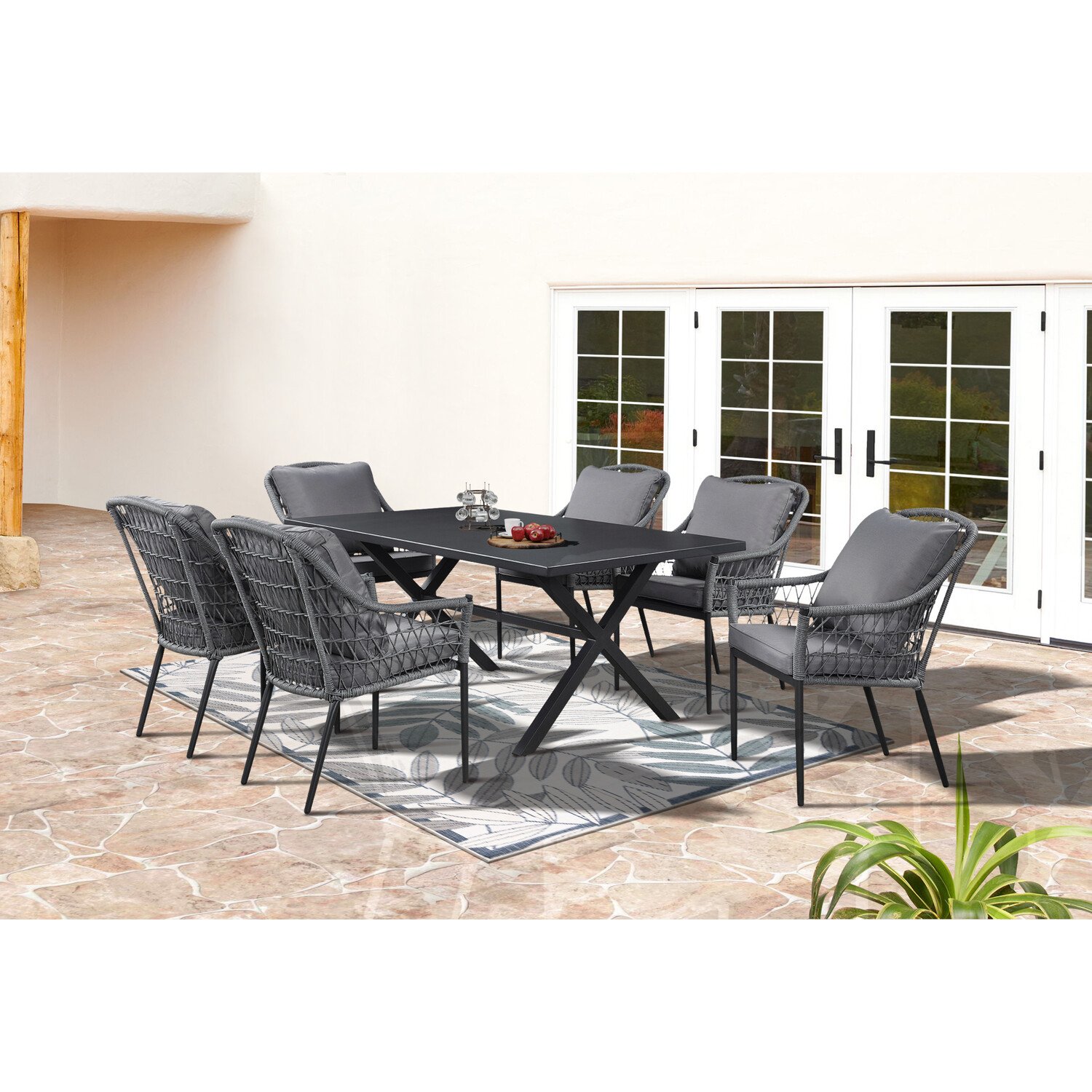 Malay Paradise 6 Seater Dining Set Grey Image 2