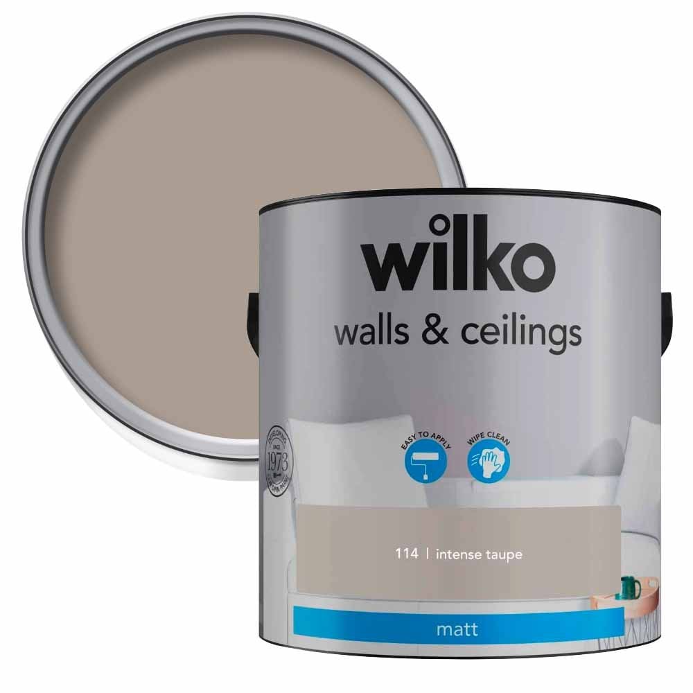 Wilko Walls & Ceilings Intense Taupe Matt Emulsion Paint 2.5L Image 1