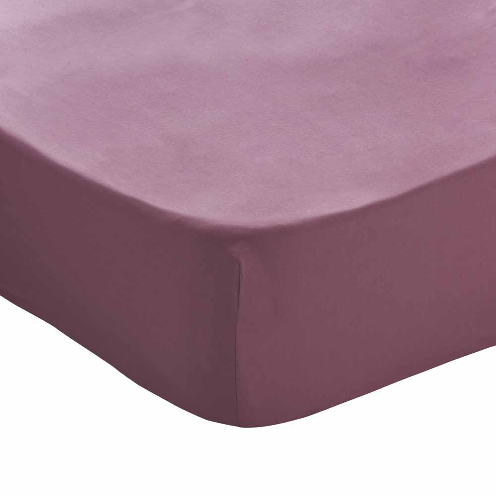 Wilko King Mauve Fitted Bed Sheet Image 1