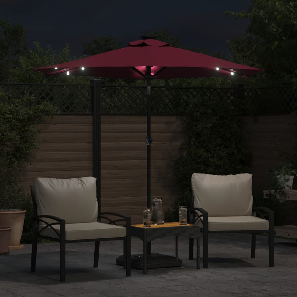 vidaXL Red LED Light Garden Parasol with Steel Pole 2.25m Image 2