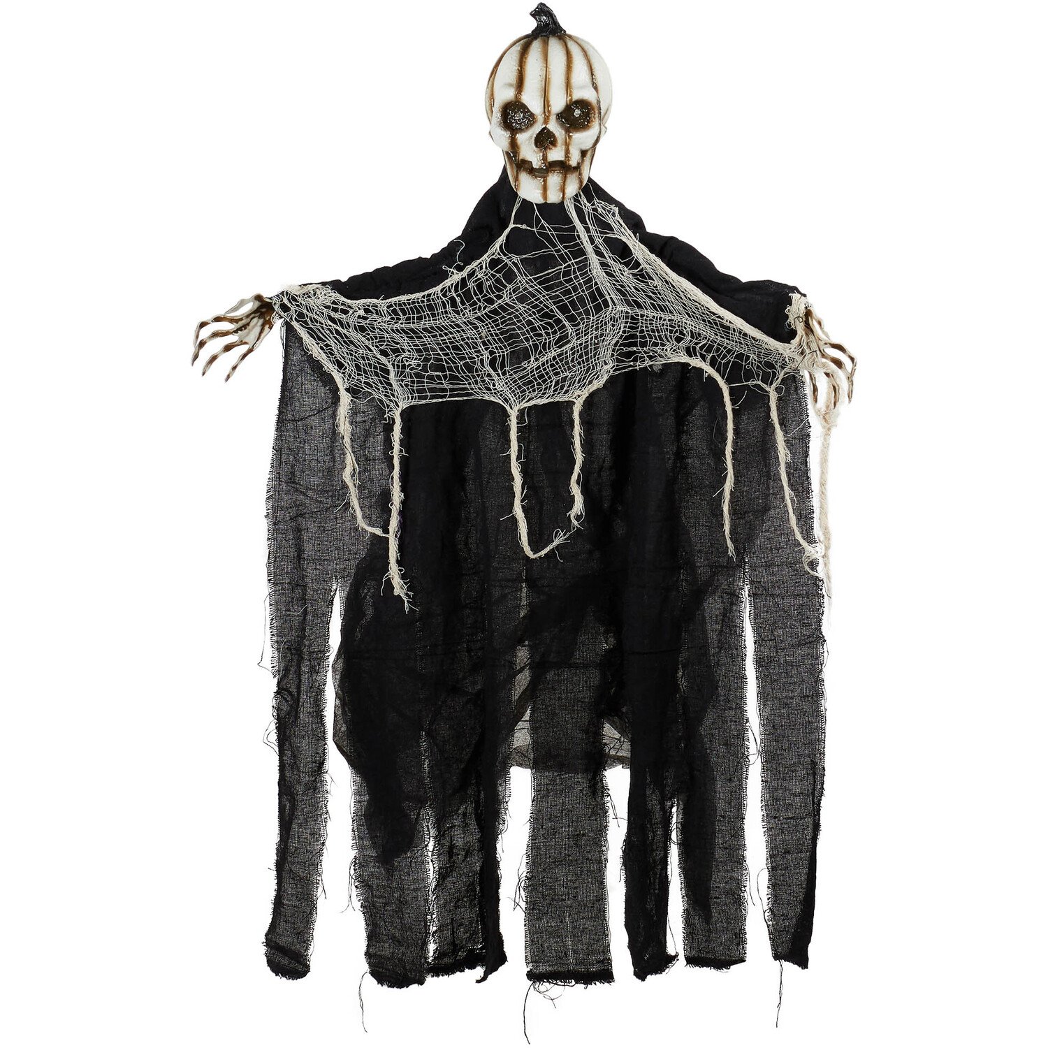 Hanging Animated Pumpkin Halloween Decoration - Black & White Image 1