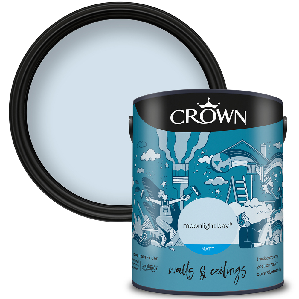 Crown Breatheasy Walls & Ceilings Moonlight Bay Matt Emulsion Paint 5L Image 1