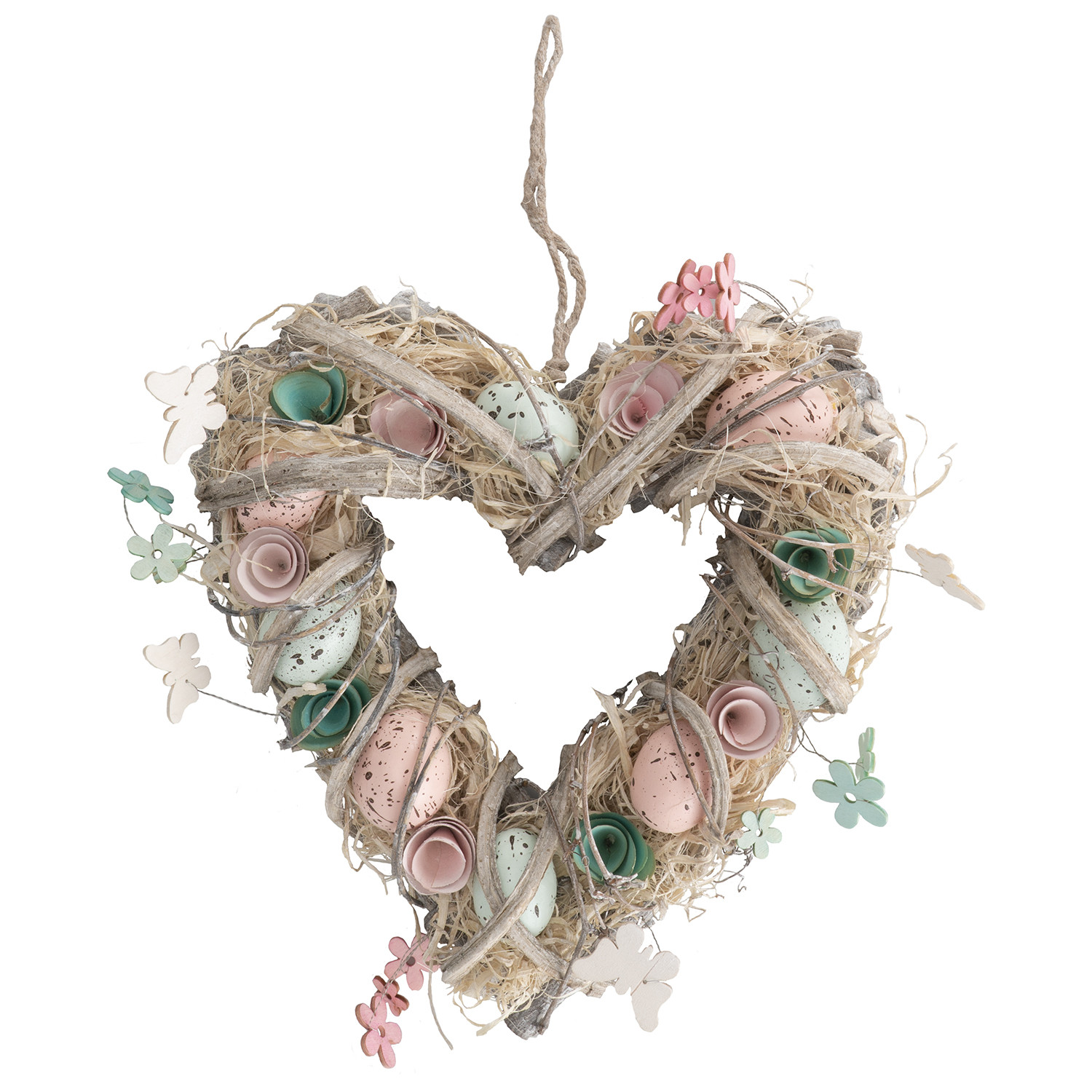 Heart Floral and Grass Spring Wreath Image 1