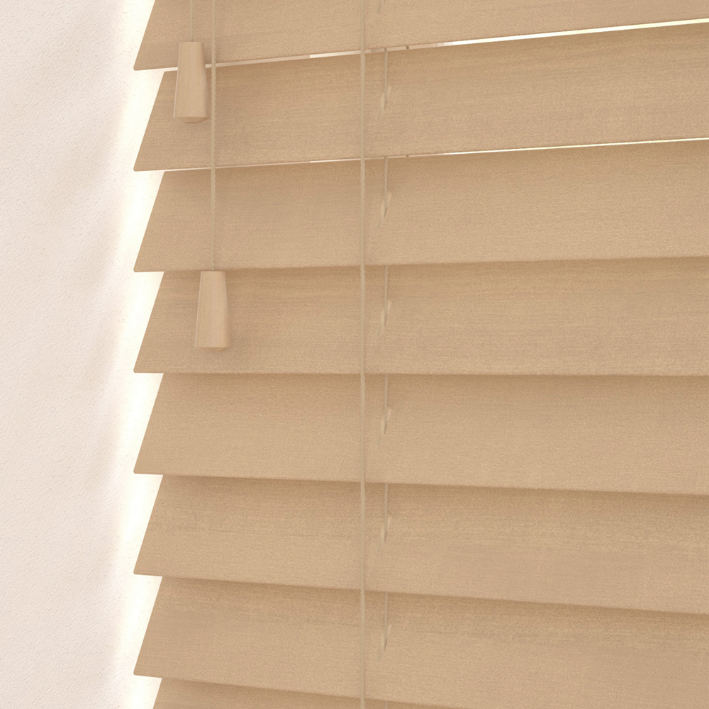 New Edge Blinds Wooden Venetian Blinds with Strings Fawn Oak 90cm Image 1