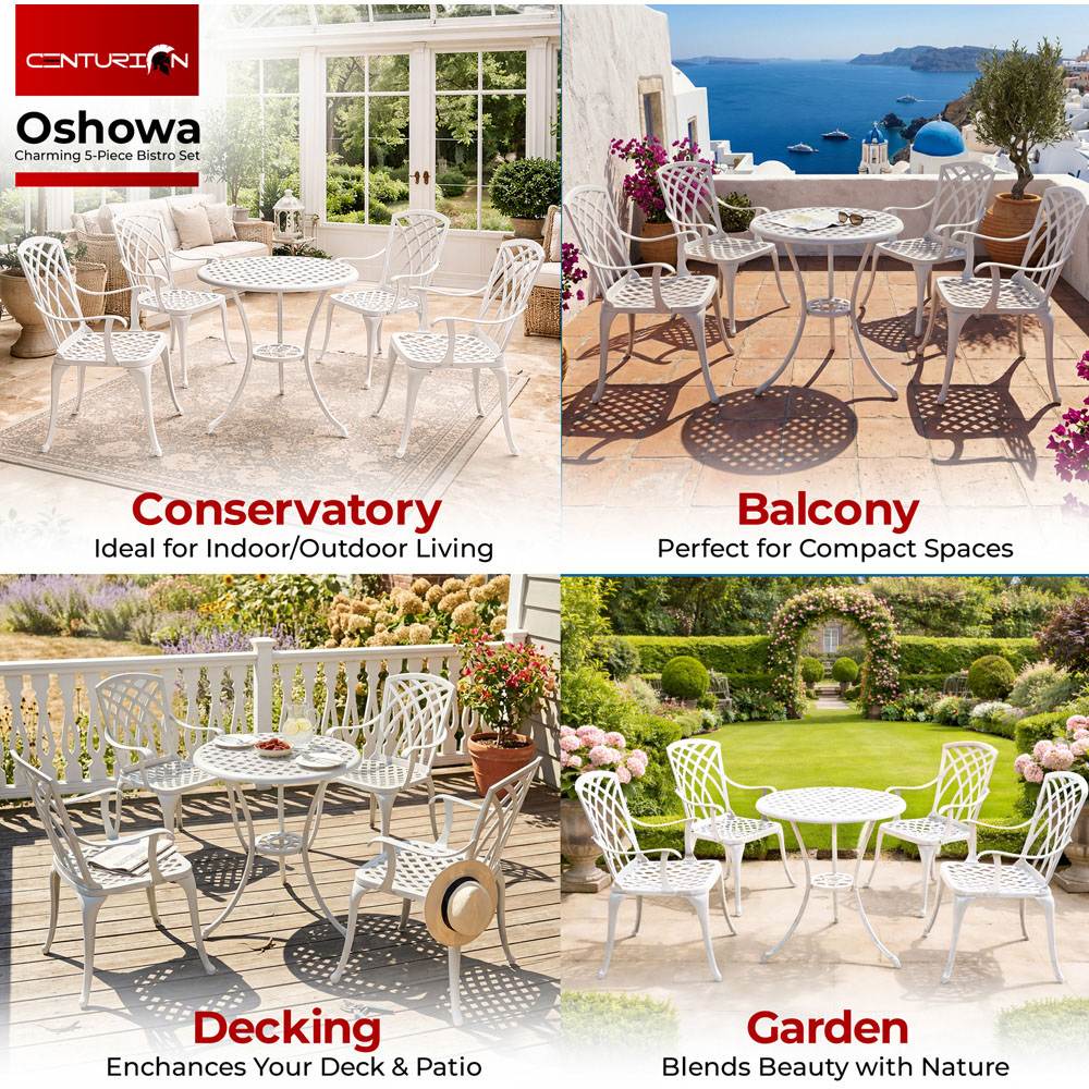 Centurion Oshowa 4 Seater White Cast Aluminium Garden Bistro Set Image 4