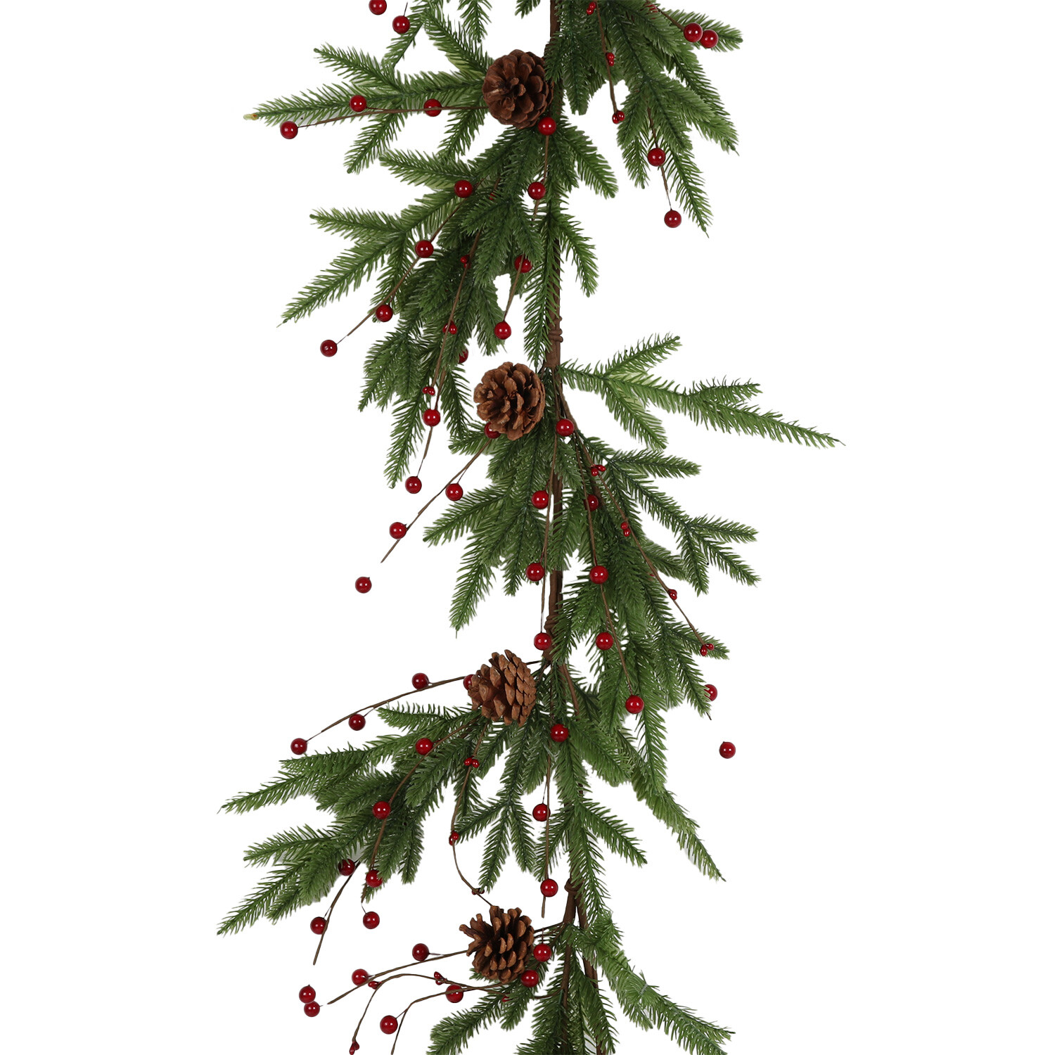 Red Berries and Pinecone Garland - Green Image 1
