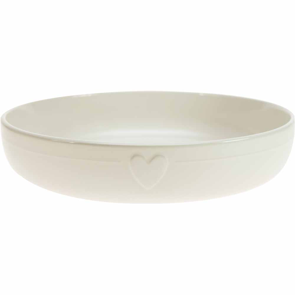 Wilko Cream Embossed Heart Serving Bowl Image 2