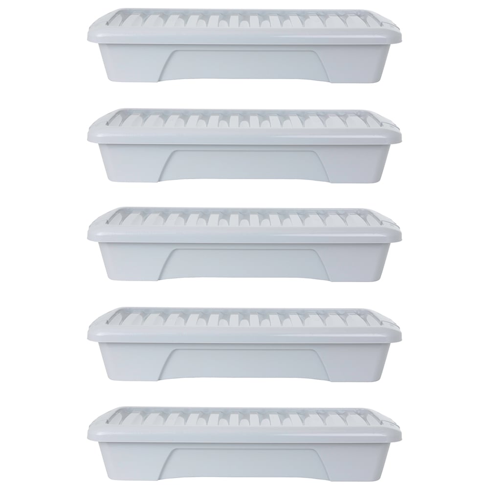 Wham 35L Soft Grey Home Upcycle Storage Box with Lid 5 Pack Image 1