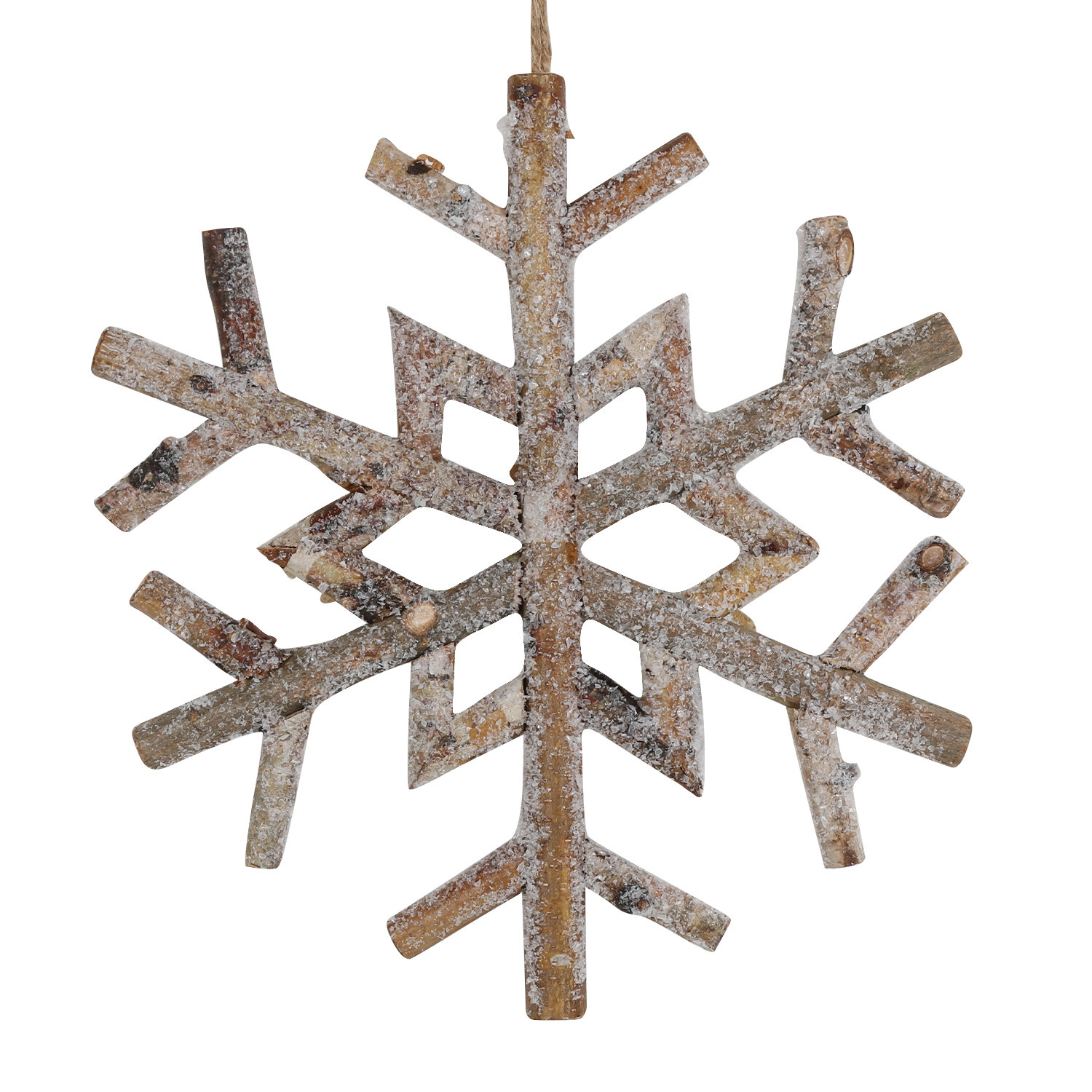 Hanging Wooden Snowflake - Natural Image 1