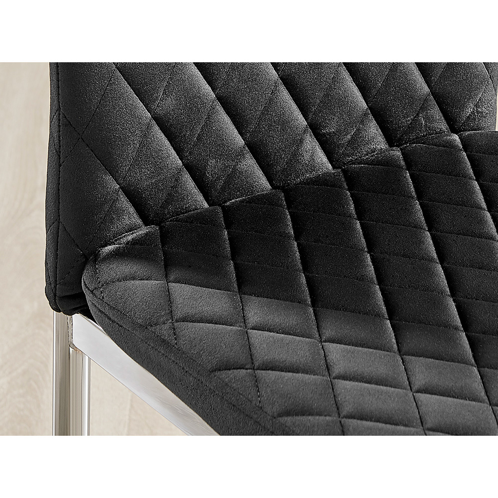 Furniturebox Valera Set of 4 Black and Chrome Velvet Dining Chair Image 5