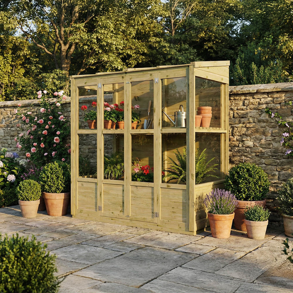 Mercia Wooden 5.7 x 2.7ft Tall Wall Greenhouse Image 2