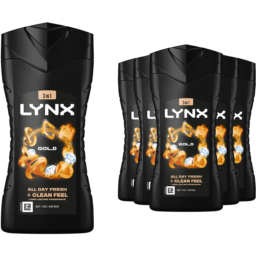 Lynx Gold Oud Wood and Fresh Vanilla Refreshing Shower Gel 225ml 6 Pack Image 1