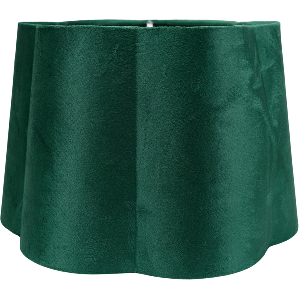 ValueLights Amy Forest Green Velvet Scallop Lamp Shade Image 1