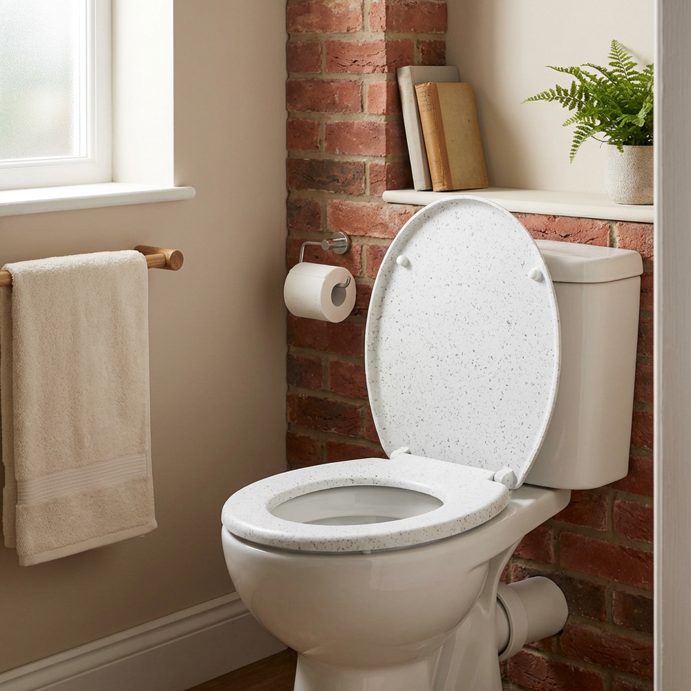 White Terrazzo Effect Toilet Seat Image 7