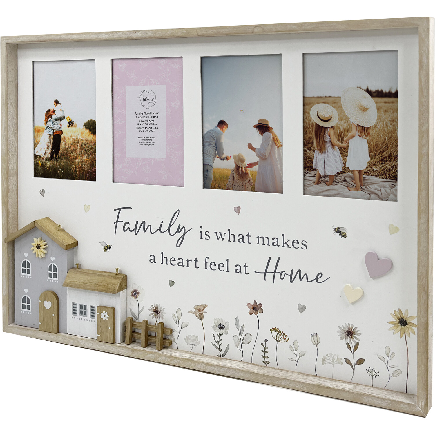 Family Floral House 4-Aperture Photo Frame - Natural Image 2